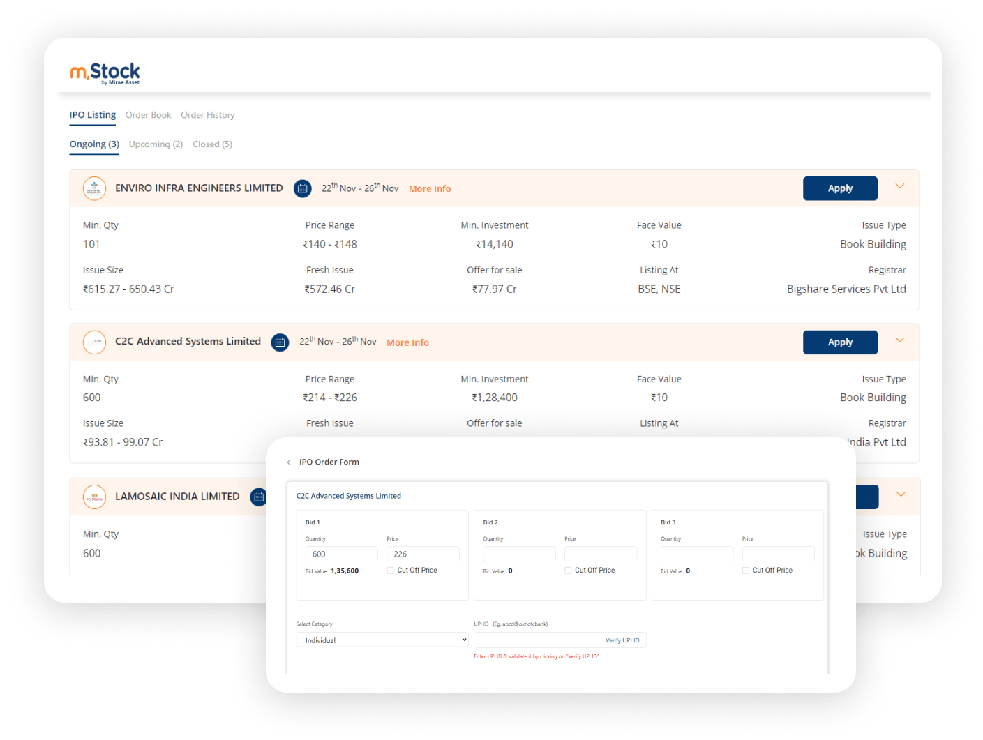 Effortless IPO applications