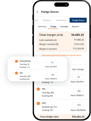The user must select the stocks they want to pledge for Margin Trading Facility (MTF).